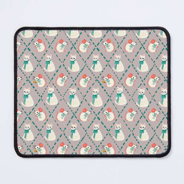 Item preview, White Cat and Mouse Pattern – Whimsical Cottage core pattern - Illustration by jemma jamie skidmore designed and sold by Jemma Jamie Skidmore.
