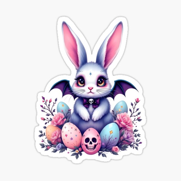 Aperçu de l'œuvre Lapin de Pâques gothique – Art gothique pastel mignon et effrayant créée et vendue par LaLi-Designs.