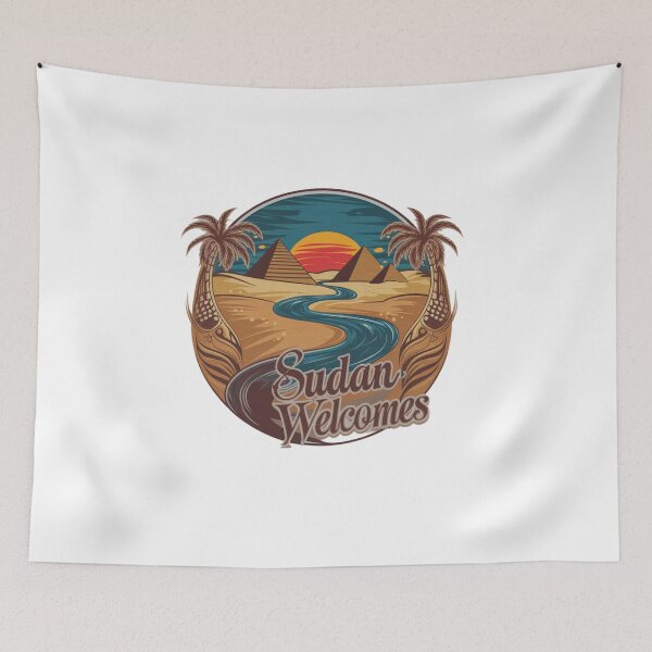 Item preview, Sudan Welcomes Flag Map Khartoum, Blue Nile designed and sold by AnimalsDH305.