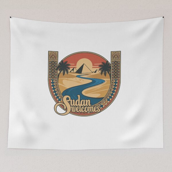 Item preview, Sudan Welcomes Flag Map Khartoum, Blue Nile designed and sold by AnimalsDH305.