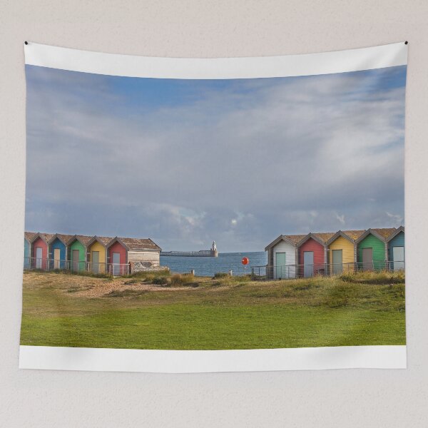 Item preview, Coastal Beach Huts at Blyth with St Mary's Lighthouse  designed and sold by David Patterson.