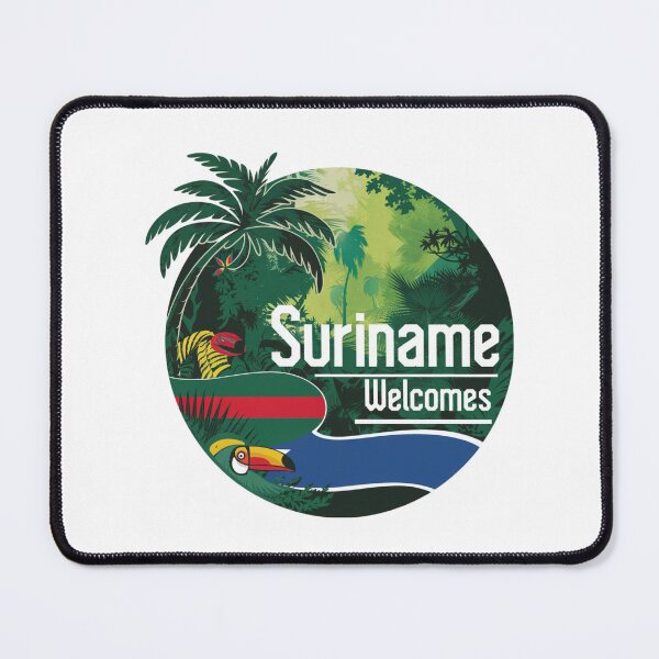 Item preview, Suriname Welcomes Flag Map Paramaribo,  Marowijne River designed and sold by AnimalsDH305.