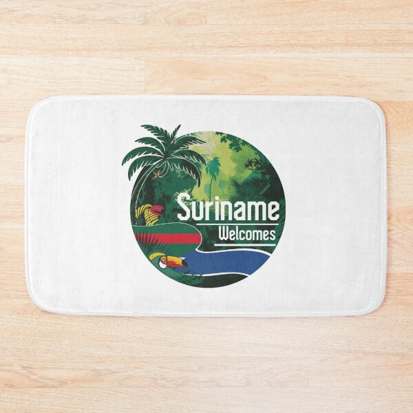 Item preview, Suriname Welcomes Flag Map Paramaribo,  Marowijne River designed and sold by AnimalsDH305.