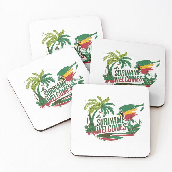Item preview, Suriname Welcomes Flag Map Paramaribo,  Marowijne River designed and sold by AnimalsDH305.
