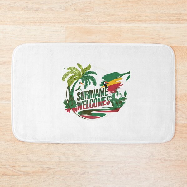 Item preview, Suriname Welcomes Flag Map Paramaribo,  Marowijne River designed and sold by AnimalsDH305.