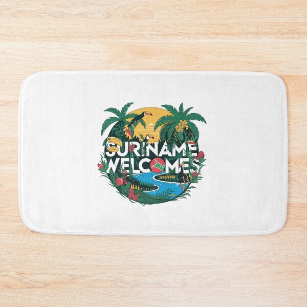 Item preview, Suriname Welcomes Flag Map Paramaribo,  Marowijne River designed and sold by AnimalsDH305.