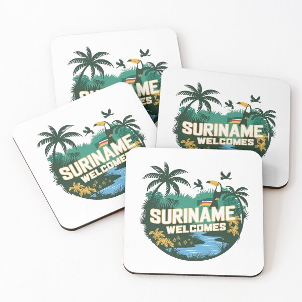 Item preview, Suriname Welcomes Flag Map Paramaribo,  Marowijne River designed and sold by AnimalsDH305.