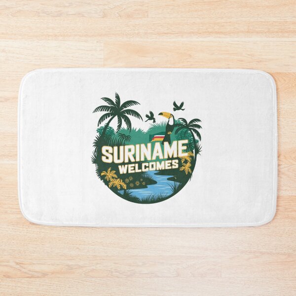 Item preview, Suriname Welcomes Flag Map Paramaribo,  Marowijne River designed and sold by AnimalsDH305.