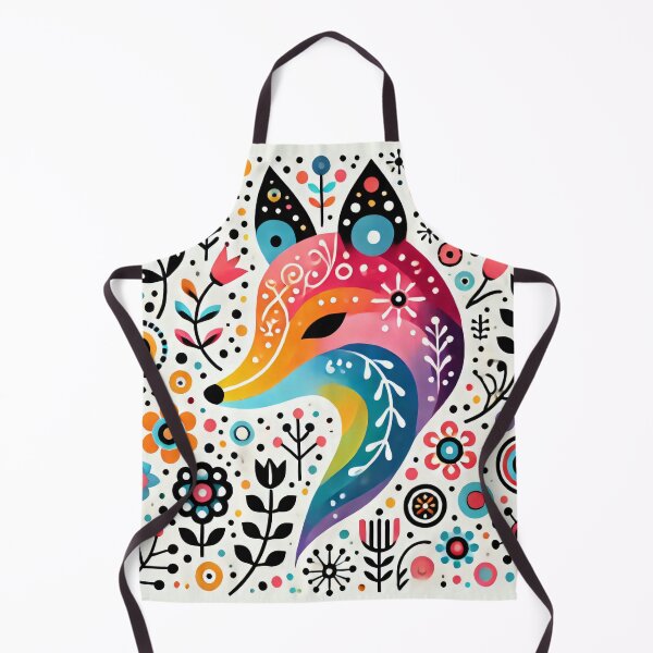 Item preview, Scandinavian Folk Art Rainbow Animals - Cute Colourful Fox Face by heidiannemorris designed and sold by FOLK ART FUSION by heidiannemorris.