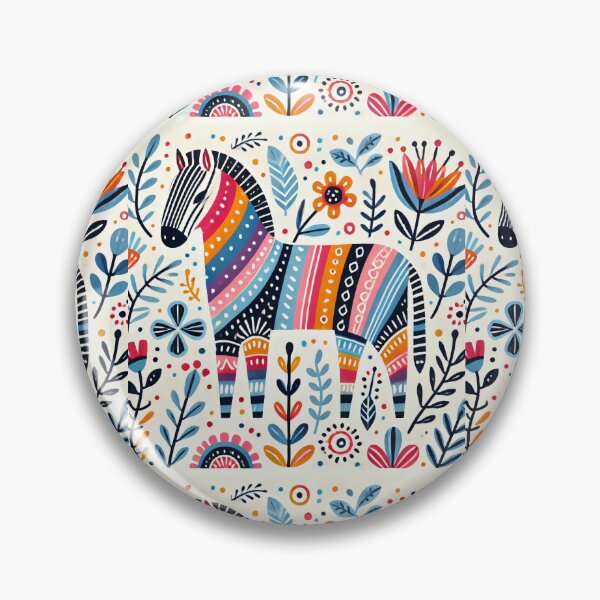 Item preview, Scandinavian Folk Art Rainbow Animals - Zebra by ©️ heidiannemorris designed and sold by FOLK ART FUSION by heidiannemorris.
