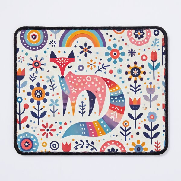Item preview, Scandinavian Folk Art Rainbow Animals - Cute Colourful Fox by heidiannemorris designed and sold by FOLK ART FUSION by heidiannemorris.