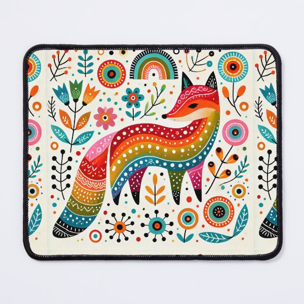 Item preview, Scandinavian Folk Art Rainbow Animals - Cute Colourful Fox by heidiannemorris designed and sold by FOLK ART FUSION by heidiannemorris.