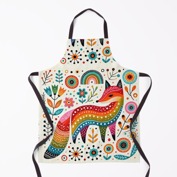 Item preview, Scandinavian Folk Art Rainbow Animals - Cute Colourful Fox by heidiannemorris designed and sold by FOLK ART FUSION by heidiannemorris.