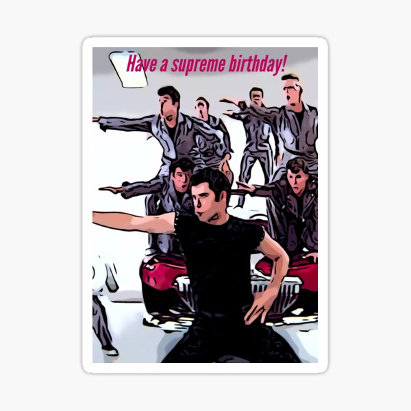 Vista previa del artículo con la obra «Grease - Que tengas un cumpleaños supremo - Greased Lightning», diseñado y vendido por JustforLaughs1.