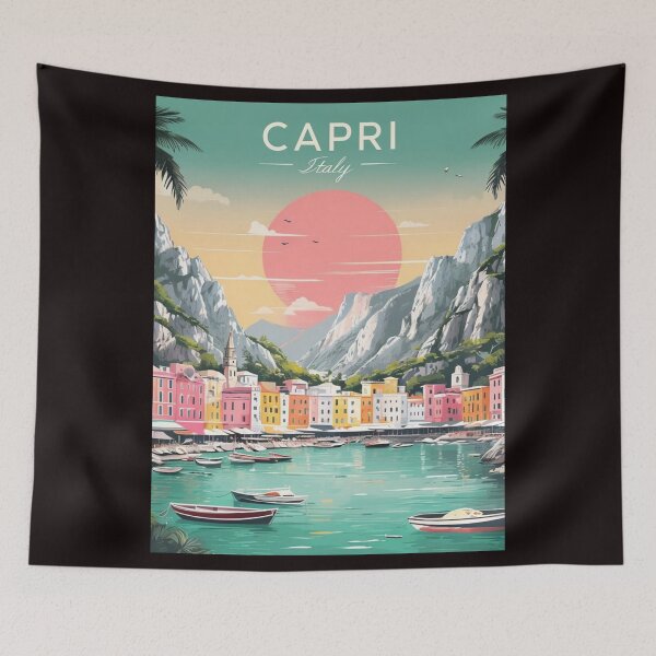 Item preview, Vibrant Retro Travel Poster Of Capri Italy Coastal Town designed and sold by Aise06.