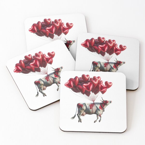 Item preview, Red Cow With Balloons Light As a Butterfly for Valentine's Day designed and sold by DSoriaDesign.