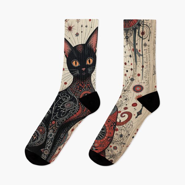 Item preview, Kawaii Red and Black Cat Retro Illustration Vintage Doodle Art designed and sold by Witty Shirts.