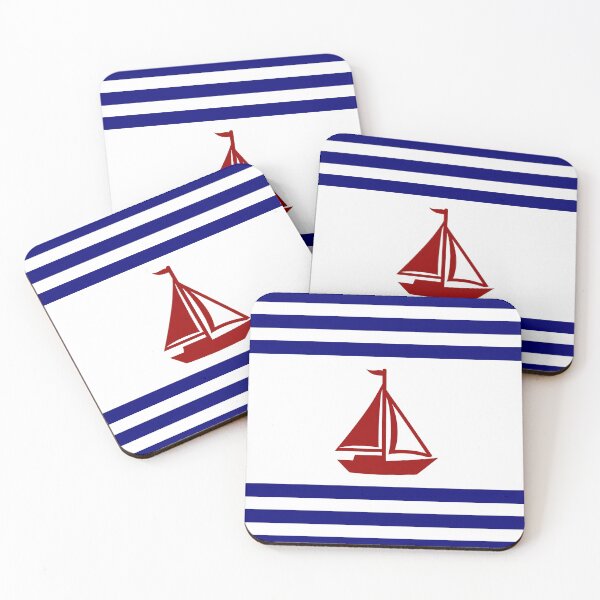 Item preview, Nautical Red Boat and Stripes designed and sold by artemiscape.