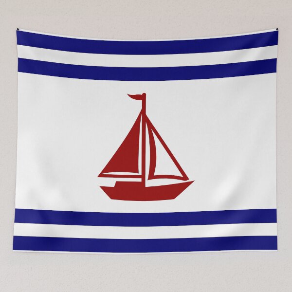 Item preview, Nautical Red Boat and Stripes designed and sold by artemiscape.