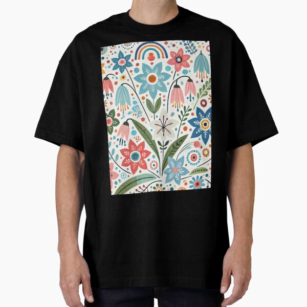 Aperçu de l'œuvre Motif campanule scandinave - détails rose bleu vert par heidiannemorris créée et vendue par FOLK ART FUSION by heidiannemorris.