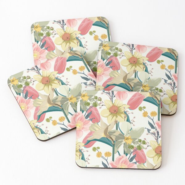 Item preview, Seamless pattern with flowers narcissus, tulips on beige background, floral illustration in modern style.  designed and sold by MatyKotiv.