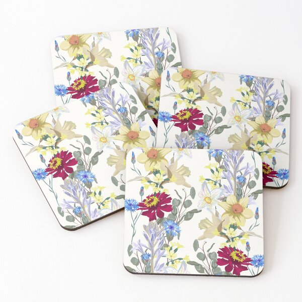 Item preview, Seamless pattern with spring flowers on white background, floral illustration in modern style.  designed and sold by MatyKotiv.