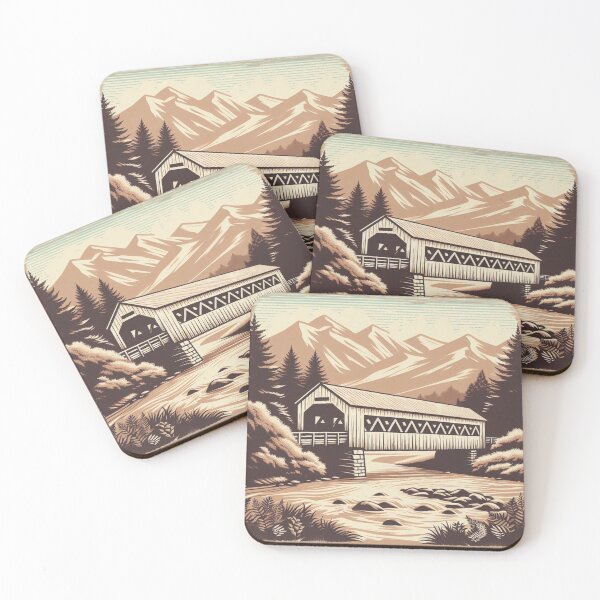 Item preview, Rustic Covered Bridge Silhouette, Scenic Countryside Charm designed and sold by aruntrendz.