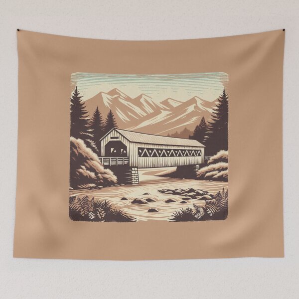 Item preview, Rustic Covered Bridge Silhouette, Scenic Countryside Charm designed and sold by aruntrendz.