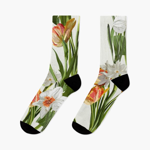 Item preview, Seamless pattern with flowers narcissus, tulips, floral illustration in modern style designed and sold by MatyKotiv.