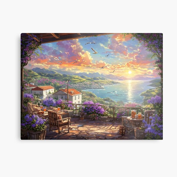 Item preview, Picturesque Terrace Scene At Sunset From Wooden Porch designed and sold by Aise06.