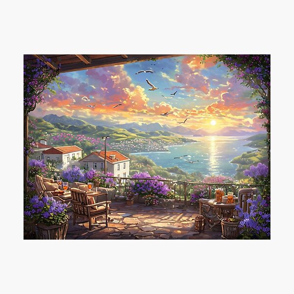 Item preview, Picturesque Terrace Scene At Sunset From Wooden Porch designed and sold by Aise06.