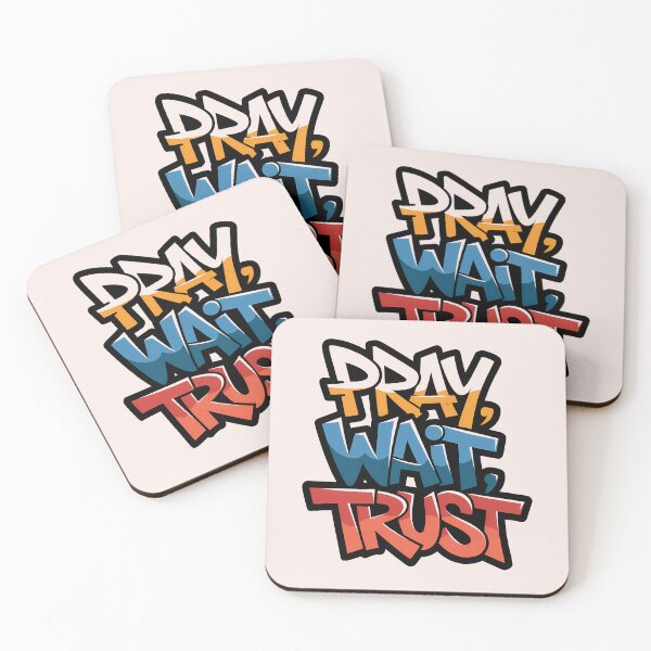 Item preview, Pray, Wait, Trust Graffiti Street Art Christian Bible Verse Typography designed and sold by  KnitLuv.