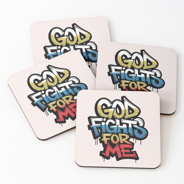 Item preview, God Fights for Me Graffiti Street Art Christian Bible Verse Typography designed and sold by  KnitLuv.