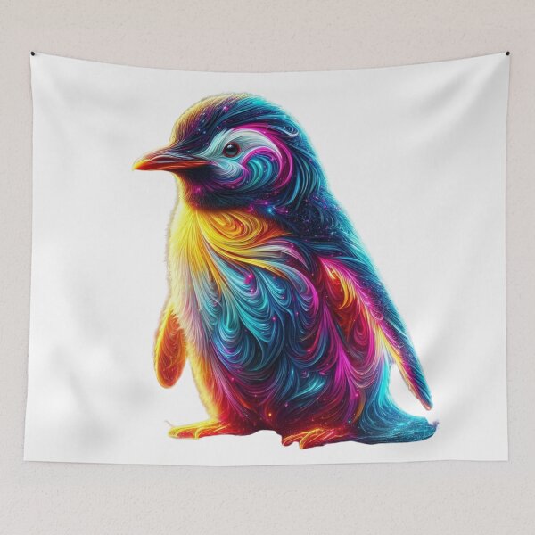Item preview, Galactic Glow Penguin – A Cosmic Splash of Color designed and sold by GloriousArtSKD.