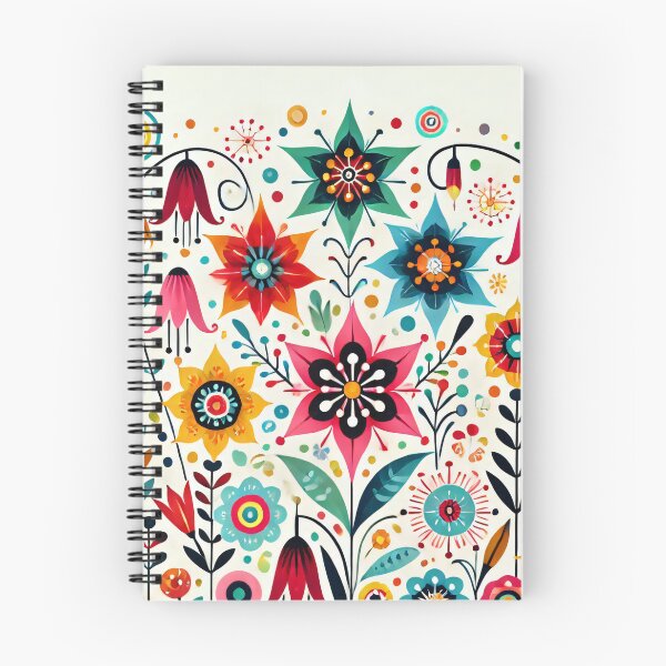Item preview, Scandinavian Folk Art Starflowers Bellflowers and Wildflowers - Colourful Floral Design by heidiannemorris designed and sold by FOLK ART FUSION by heidiannemorris.