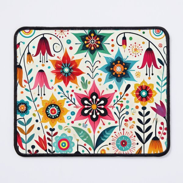 Item preview, Scandinavian Folk Art Starflowers Bellflowers and Wildflowers - Colourful Floral Design by heidiannemorris designed and sold by FOLK ART FUSION by heidiannemorris.