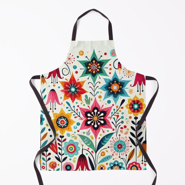 Item preview, Scandinavian Folk Art Starflowers Bellflowers and Wildflowers - Colourful Floral Design by heidiannemorris designed and sold by FOLK ART FUSION by heidiannemorris.