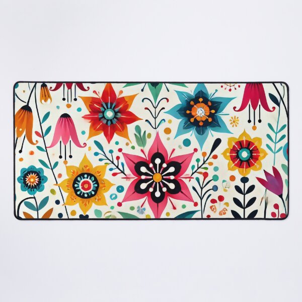 Item preview, Scandinavian Folk Art Starflowers Bellflowers and Wildflowers - Colourful Floral Design by heidiannemorris designed and sold by FOLK ART FUSION.