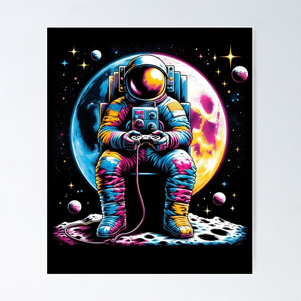 Artikel-Vorschau von Astronaut spielt Videospiel Gaming Nerd, designt und verkauft von Kimberley King Art  King Art.