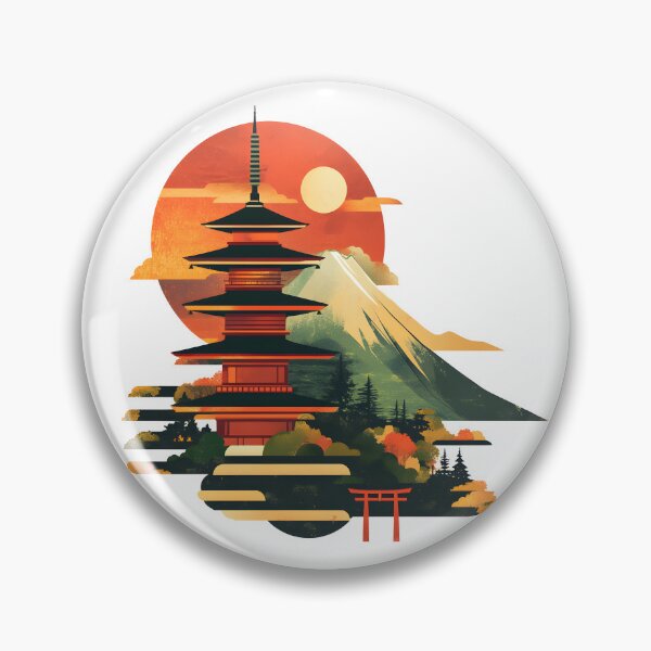 Item preview, a minimalist illustration of Japan using geometric shapes and vibrant earthy tones.  designed and sold by wonderisland.