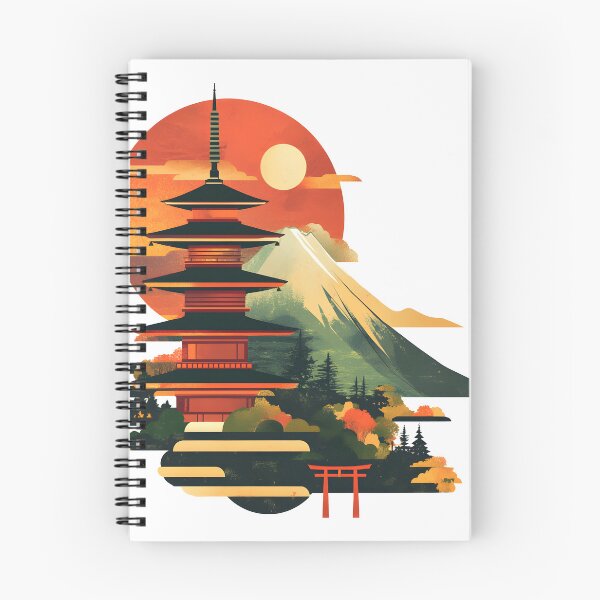 Item preview, a minimalist illustration of Japan using geometric shapes and vibrant earthy tones.  designed and sold by wonderisland.