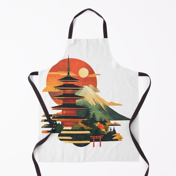 Item preview, a minimalist illustration of Japan using geometric shapes and vibrant earthy tones.  designed and sold by wonderisland.