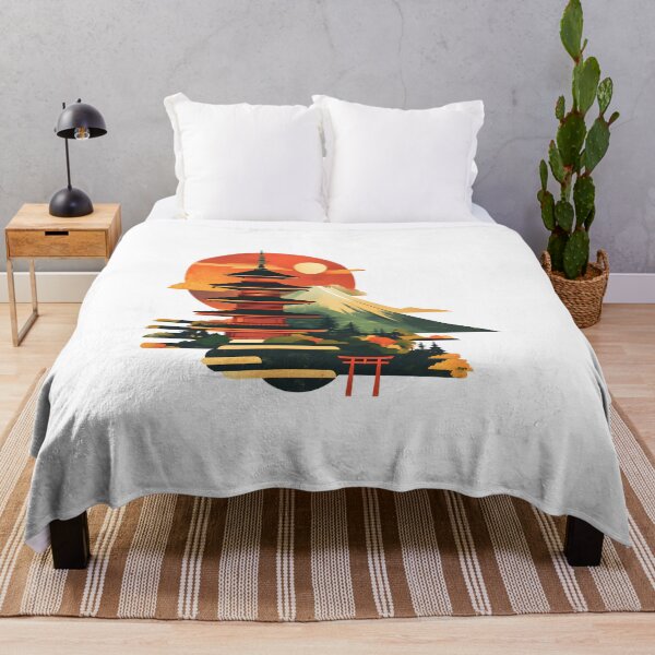 Item preview, a minimalist illustration of Japan using geometric shapes and vibrant earthy tones.  designed and sold by wonderisland.