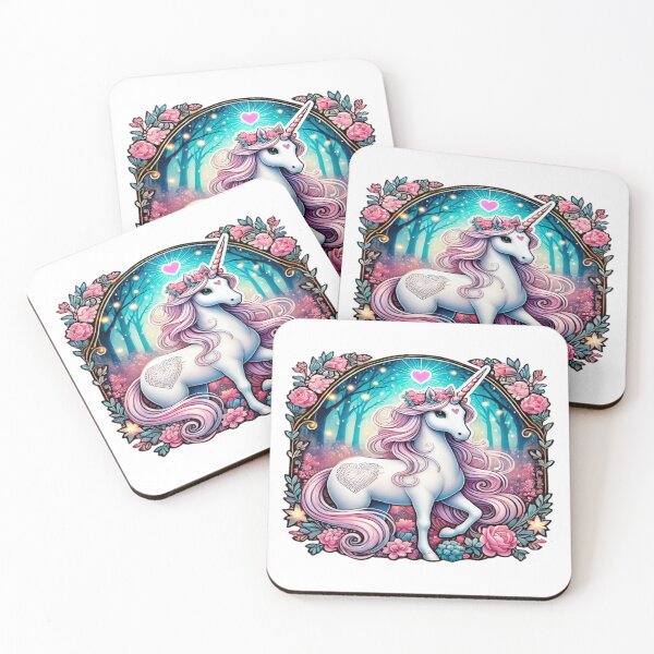 Item preview, Ethereal Unicorn with Glowing Aura and Floral Accents in a Magical Forest designed and sold by KreaDesignOne.
