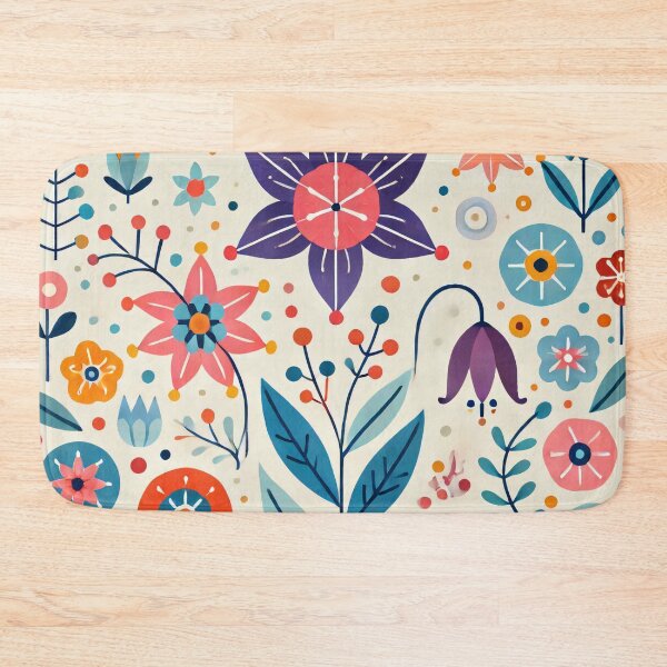 Item preview, Scandinavian Folk Art Bellflowers and Starflowers - Pastel and Bold Tones by heidiannemorris designed and sold by FOLK ART FUSION by heidiannemorris.