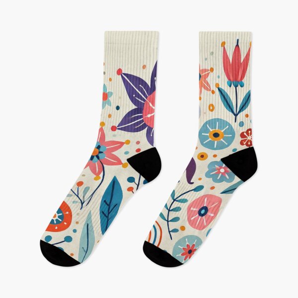 Item preview, Scandinavian Folk Art Bellflowers and Starflowers - Pastel and Bold Tones by heidiannemorris designed and sold by FOLK ART FUSION by heidiannemorris.
