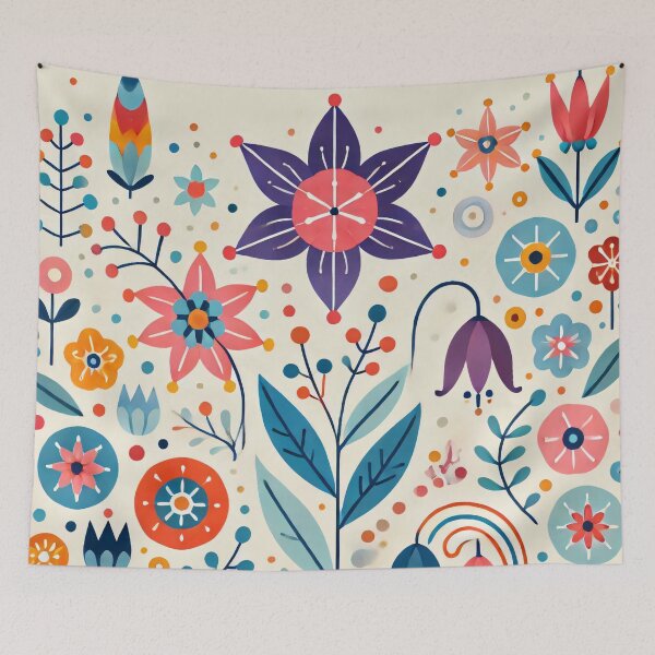 Item preview, Scandinavian Folk Art Bellflowers and Starflowers - Pastel and Bold Tones by heidiannemorris designed and sold by FOLK ART FUSION by heidiannemorris.