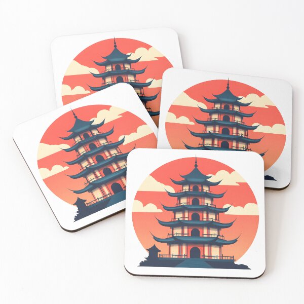 Item preview, a minimalist illustration of Japan using geometric shapes and vibrant earthy tones.  designed and sold by wonderisland.