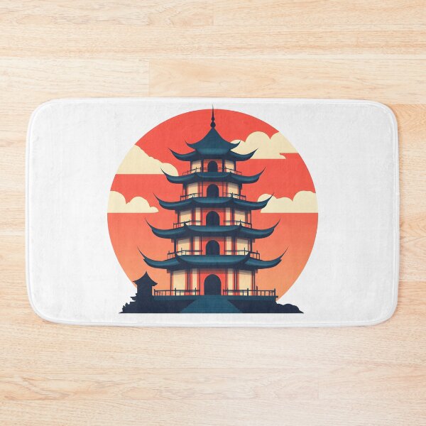 Item preview, a minimalist illustration of Japan using geometric shapes and vibrant earthy tones.  designed and sold by wonderisland.