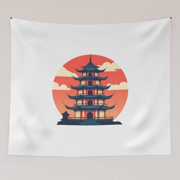 Item preview, a minimalist illustration of Japan using geometric shapes and vibrant earthy tones.  designed and sold by wonderisland.